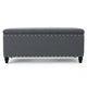 Sharon Storage Ottoman Bench, Dark Gray Fabric, Nailhead Trim, 42"