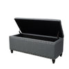 Sharon Storage Ottoman Bench Dark Gray Fabric Nailhead Trim 42’’ BM325044