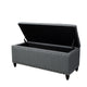 Sharon Storage Ottoman Bench, Dark Gray Fabric, Nailhead Trim, 42"