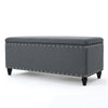 Sharon Storage Ottoman Bench Dark Gray Fabric Nailhead Trim 42’’ BM325044