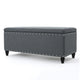 Sharon Storage Ottoman Bench Dark Gray Fabric Nailhead Trim 42’’ BM325044
