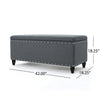 Sharon Storage Ottoman Bench Dark Gray Fabric Nailhead Trim 42’’ BM325044