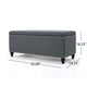 Sharon Storage Ottoman Bench, Dark Gray Fabric, Nailhead Trim, 42"
