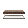 Shami Ottoman Bench, Brown Velvet Stitch Tufted, Brushed Gold Iron 49"