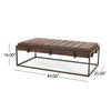 Shami Ottoman Bench, Brown Velvet Stitch Tufted, Brushed Gold Iron 49"