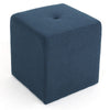 Liasa Ottoman, 17" Square Cube Shape, Navy Blue Fabric, Plush Cushion