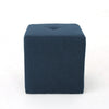 Liasa Ottoman, 17" Square Cube Shape, Navy Blue Fabric, Plush Cushion