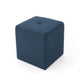Liasa Ottoman, 17" Square Cube Shape, Navy Blue Fabric, Plush Cushion