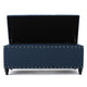 Sharon Storage Ottoman Bench, Navy Blue Fabric, Nailhead Trim, 42"