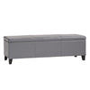 Elias Storage Ottoman Bench, Gray Faux Leather, Stitch Detail, 51"