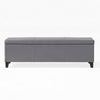 Elias Storage Ottoman Bench, Gray Faux Leather, Stitch Detail, 51"