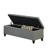 Elias Storage Ottoman Bench, Gray Faux Leather, Stitch Detail, 51"
