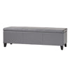 Elias Storage Ottoman Bench Gray Faux Leather Stitch Detail 51’’ BM325049