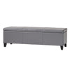 Elias Storage Ottoman Bench, Gray Faux Leather, Stitch Detail, 51"
