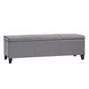 Elias Storage Ottoman Bench, Gray Faux Leather, Stitch Detail, 51"