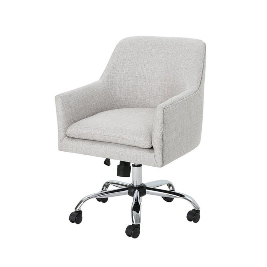 Heza Swivel Office Chair, Rolling, Light Gray Fabric, Chrome Metal