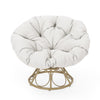 Leos Swivel Outdoor Chair Soft Gray Polyester Cushion Brown Rattan BM325052