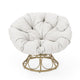 Leos Swivel Outdoor Chair Soft Gray Polyester Cushion Brown Rattan BM325052