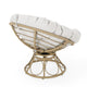 Leos Swivel Outdoor Chair Soft Gray Polyester Cushion Brown Rattan BM325052