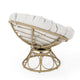 Leos Swivel Outdoor Chair, Soft Gray Polyester Cushion, Brown Rattan