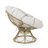 Leos Swivel Outdoor Chair Soft Gray Polyester Cushion Brown Rattan BM325052