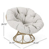 Leos Swivel Outdoor Chair, Soft Gray Polyester Cushion, Brown Rattan