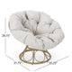 Leos Swivel Outdoor Chair, Soft Gray Polyester Cushion, Brown Rattan