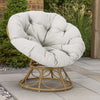Leos Swivel Outdoor Chair, Soft Gray Polyester Cushion, Brown Rattan