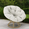 Leos Swivel Outdoor Chair, Soft Gray Polyester Cushion, Brown Rattan