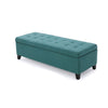 Nira Storage Ottoman Bench, Button Tufted Teal Blue Fabric, 51" Frame