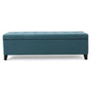 Nira Storage Ottoman Bench, Button Tufted Teal Blue Fabric, 51" Frame