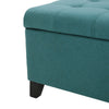 Nira Storage Ottoman Bench, Button Tufted Teal Blue Fabric, 51" Frame