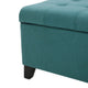 Nira Storage Ottoman Bench, Button Tufted Teal Blue Fabric, 51" Frame