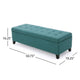 Nira Storage Ottoman Bench Button Tufted Teal Blue Fabric 51’’ Frame BM325053