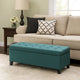Nira Storage Ottoman Bench, Button Tufted Teal Blue Fabric, 51" Frame