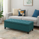 Nira Storage Ottoman Bench, Button Tufted Teal Blue Fabric, 51" Frame