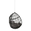 Castic Outdoor Hanging Chair, 46" Rattan Frame, Black Iron, Gray