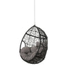 Castic Outdoor Hanging Chair, 46" Rattan Frame, Black Iron, Gray