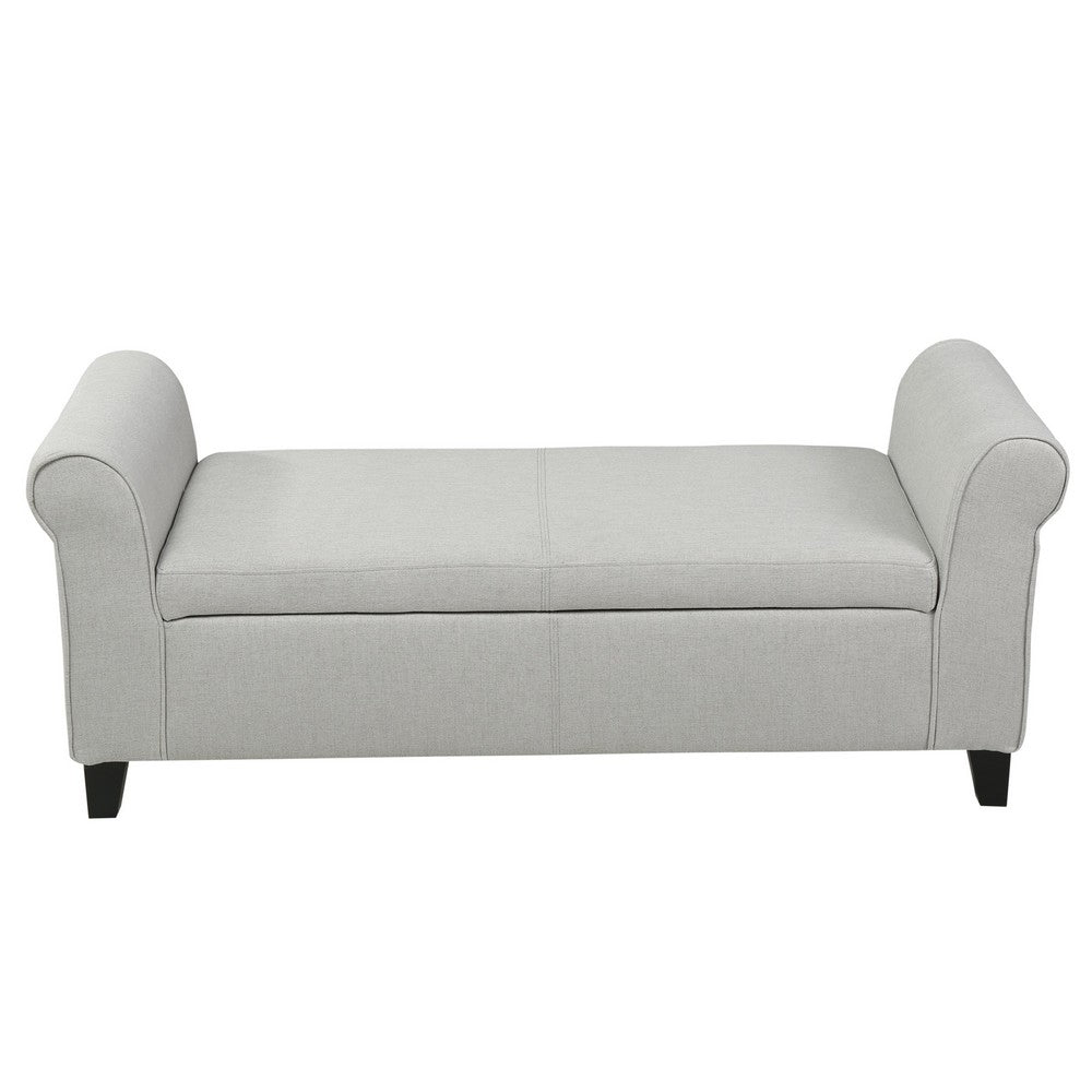 Jacob 50" Bench with Rolled Arms, Lift Storage, Light Gray