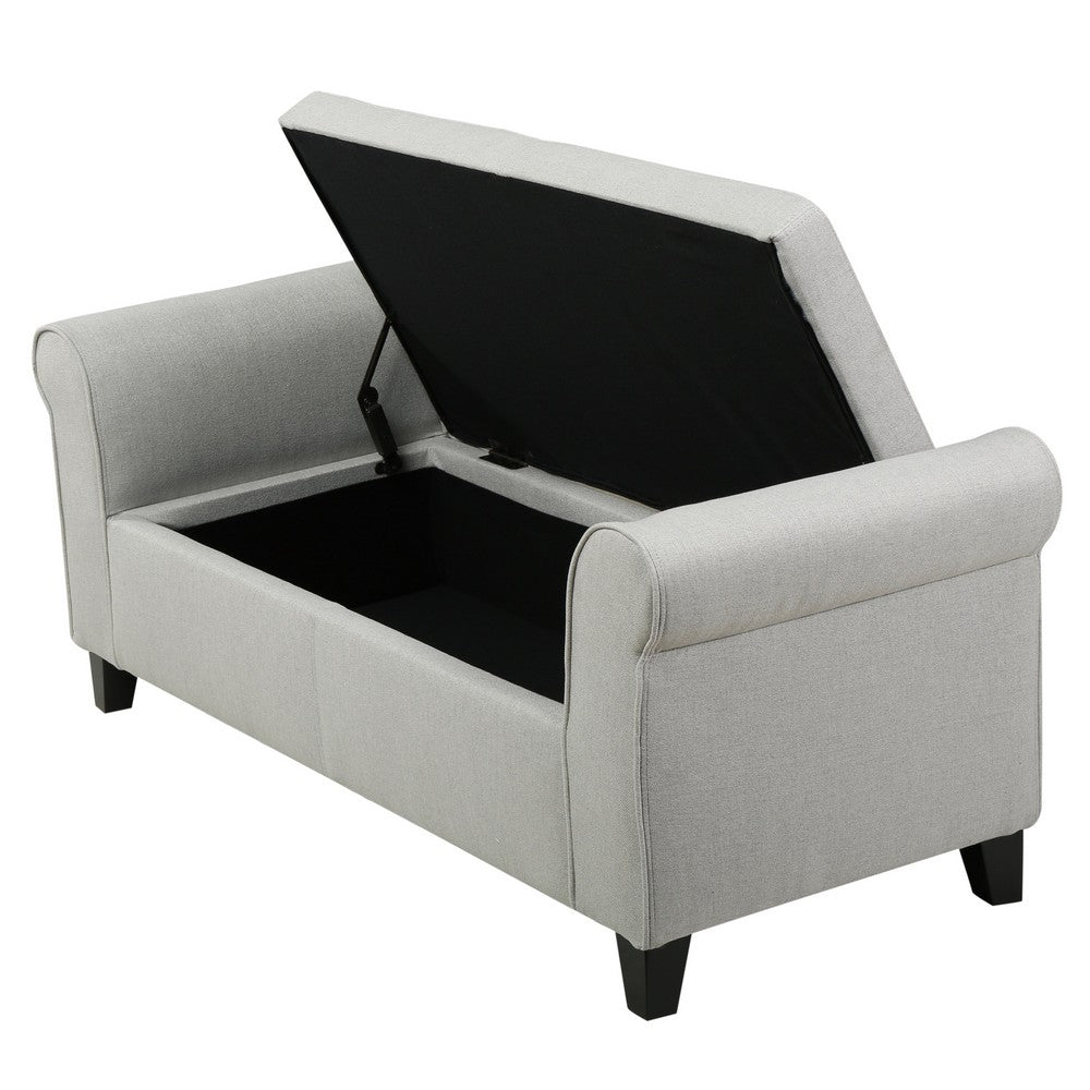 Jacob 50" Bench with Rolled Arms, Lift Storage, Light Gray