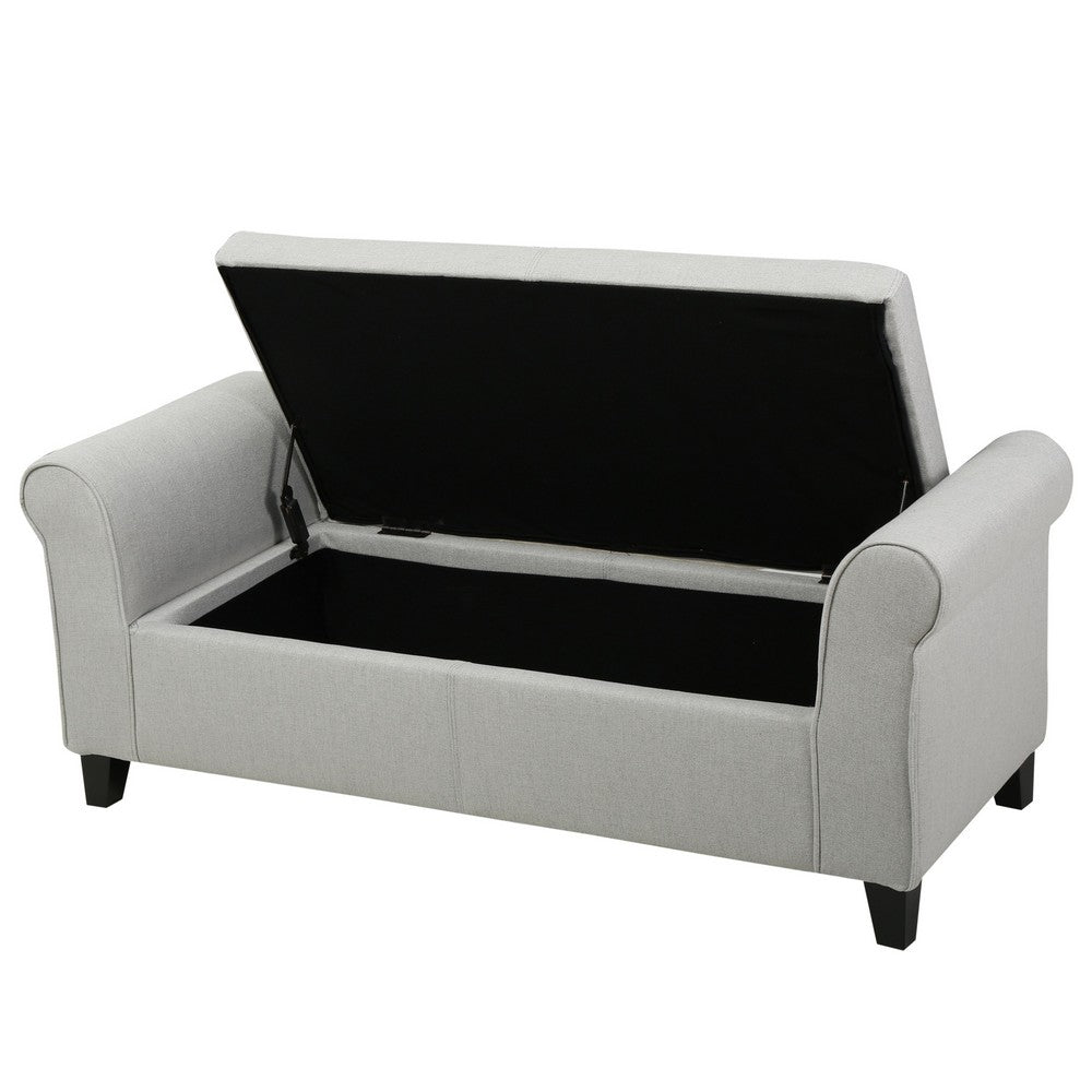 Jacob 50" Bench with Rolled Arms, Lift Storage, Light Gray