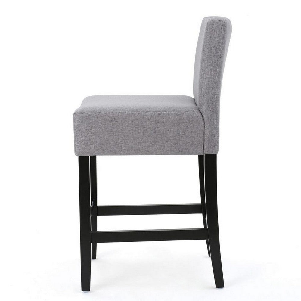 Seya Counter Stool Chair Set of 2 Light Gray Cushioned Seat Brown BM325067