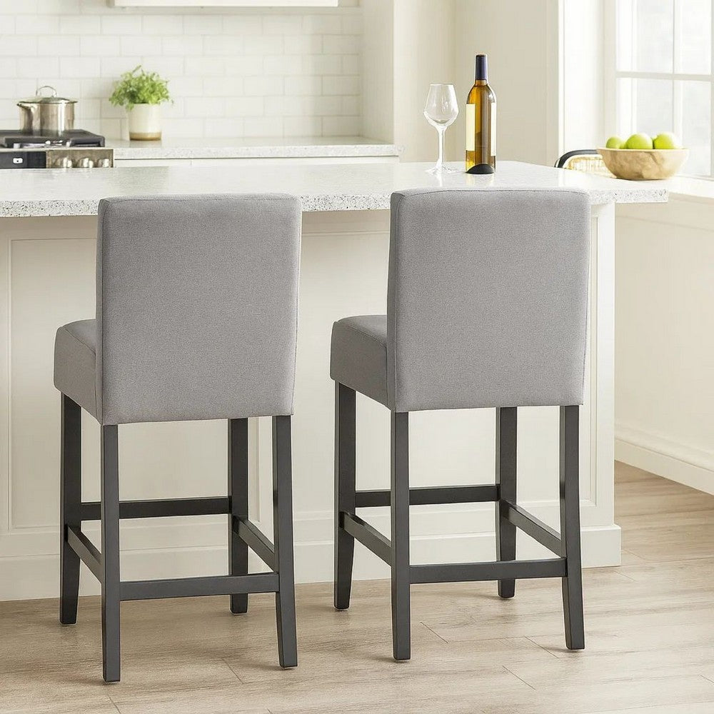 Seya Counter Stool Chair Set of 2, Light Gray Cushioned Seat, Brown