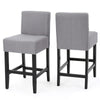 Seya Counter Stool Chair Set of 2, Light Gray Cushioned Seat, Brown