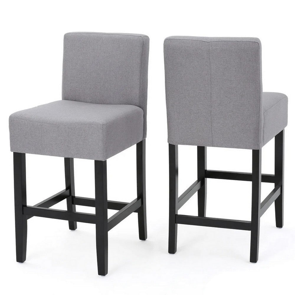 Seya Counter Stool Chair Set of 2, Light Gray Cushioned Seat, Brown