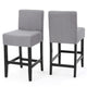 Seya Counter Stool Chair Set of 2, Light Gray Cushioned Seat, Brown