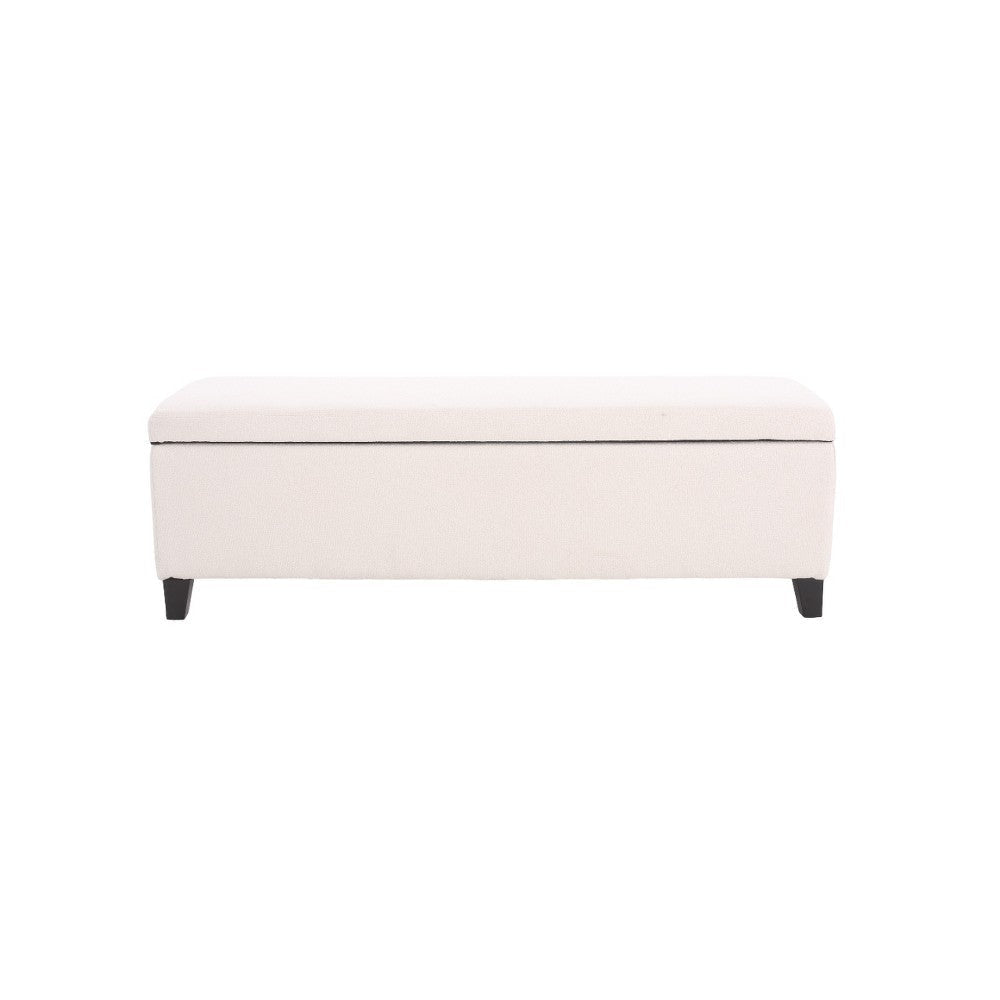 Elias Ottoman Bench Lift Top Storage 51’’ Rectangular White Fabric BM325071