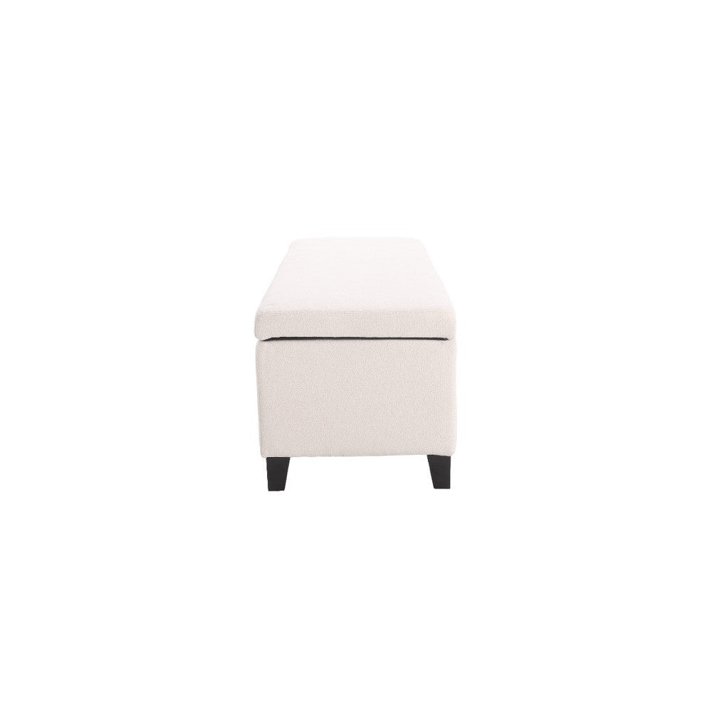 Elias Ottoman Bench Lift Top Storage 51’’ Rectangular White Fabric BM325071