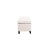 Elias Ottoman Bench, Lift Top Storage, 51" Rectangular, White Fabric