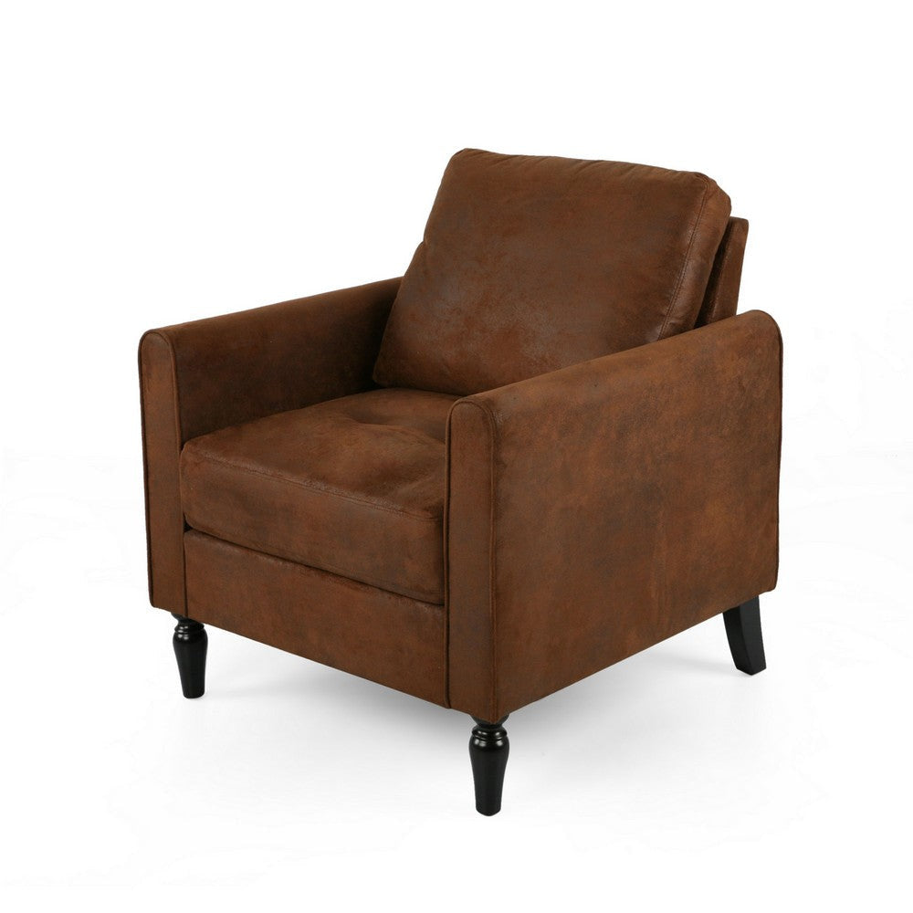 Ada Accent Chair Plush Pillow Back Textured Brown Microfiber Design BM325072